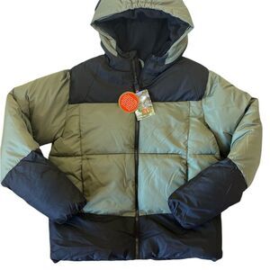Ozark Trail Boys' Puffer Jacket in size XL (14-16) in green black colors